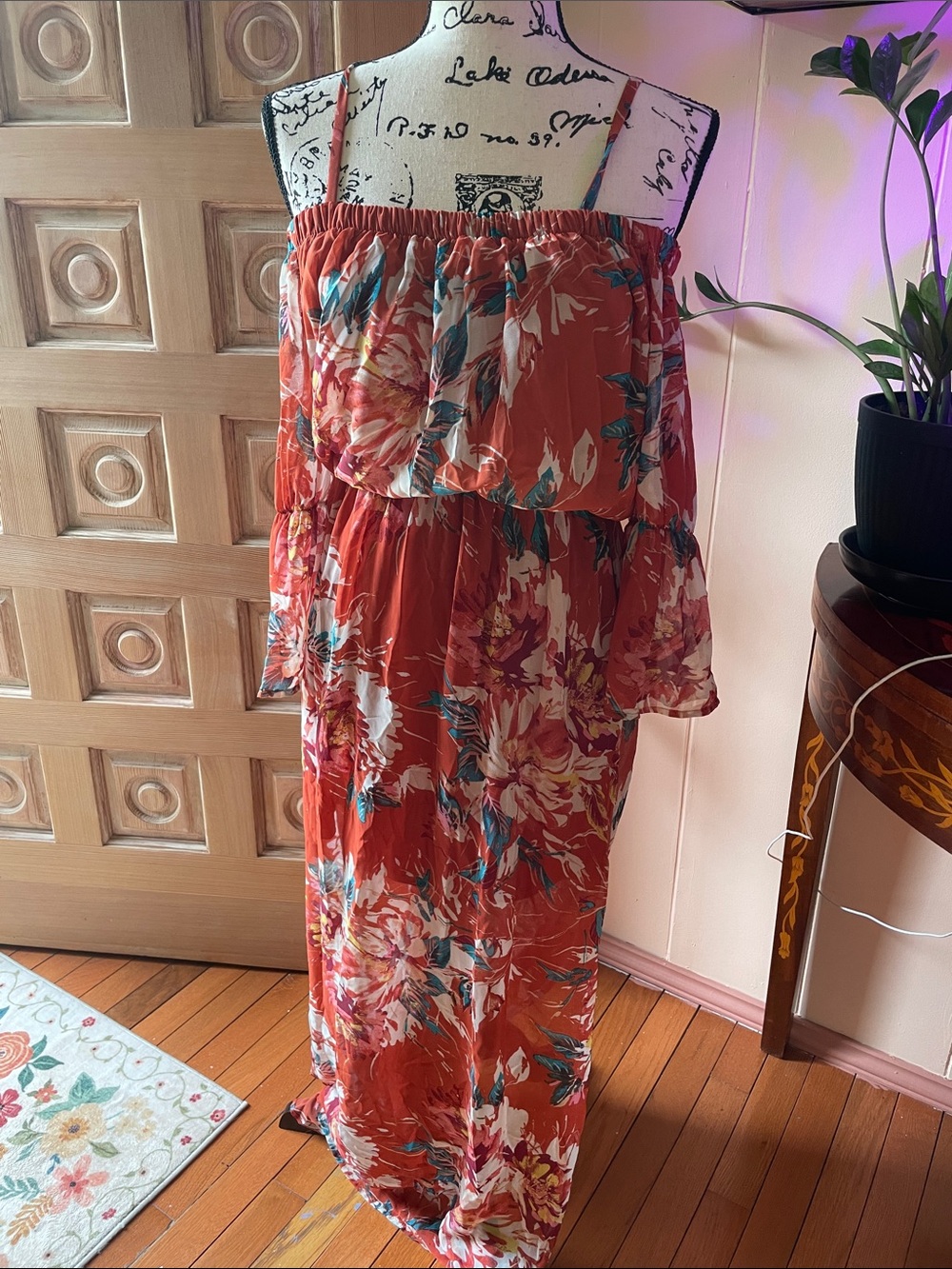 Light Blue V-Neck Short Sleeve Maxi Dress
